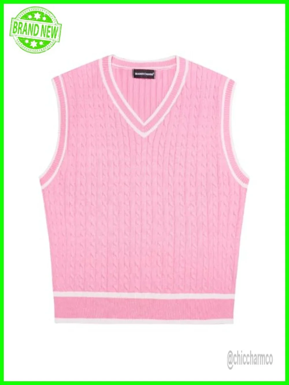 Women's V-Neck Sleeveless Cable Knit Sweater Vest